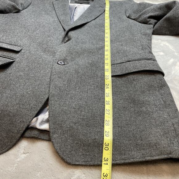 Banana Republic Suit Jacket Blazer Mens 44R Gray Micro Check Tailored Fit Cotton - Picture 15 of 16